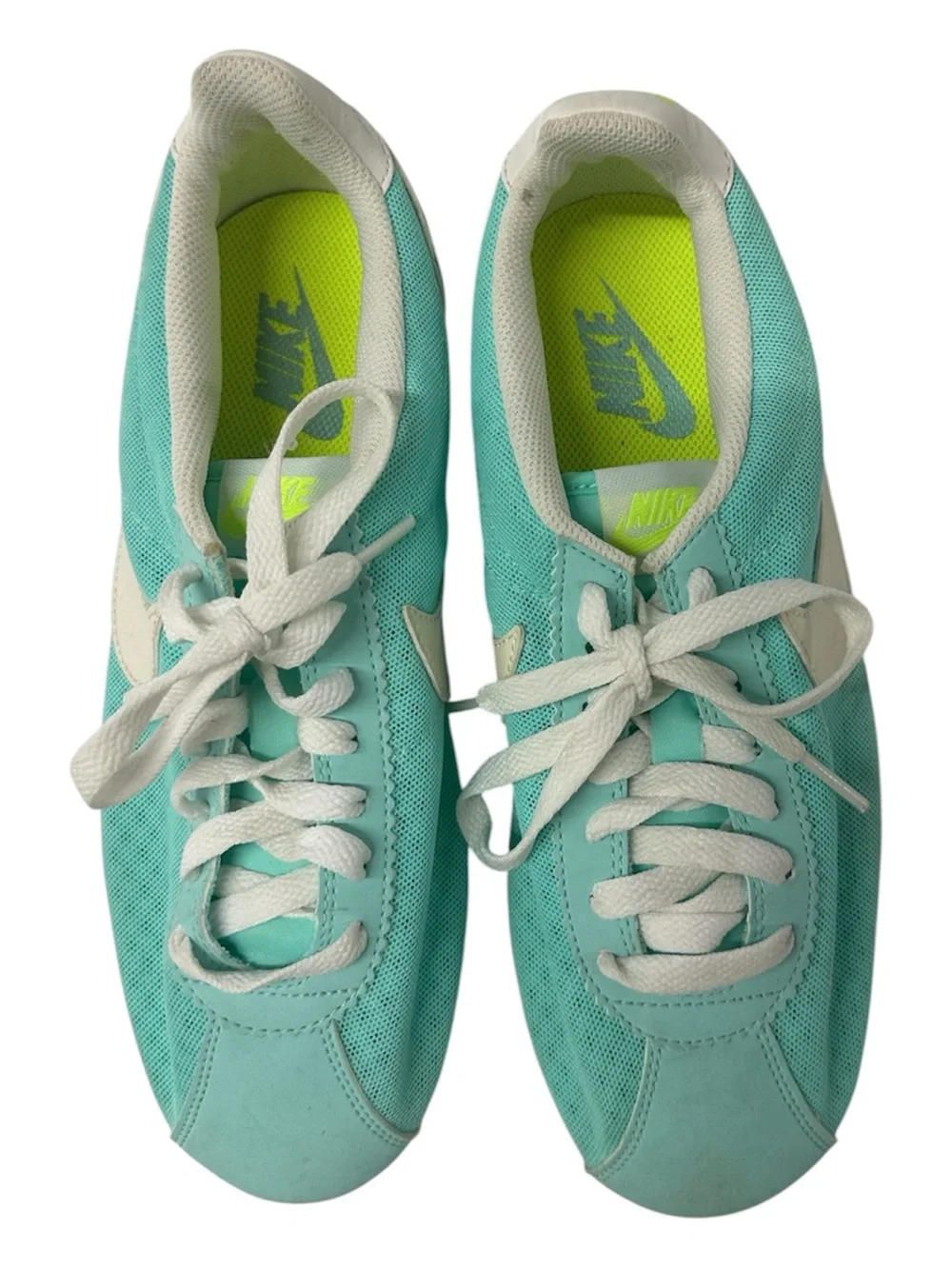 Nike Cortez Athletic Sneakers Mint Green Tiffany Blue Fabric Women’s Size 8